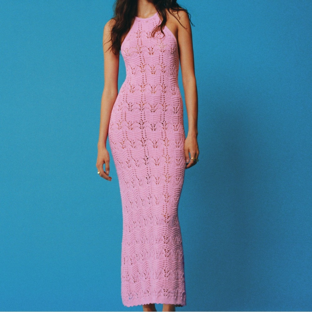 Mango Pink Crochet dress